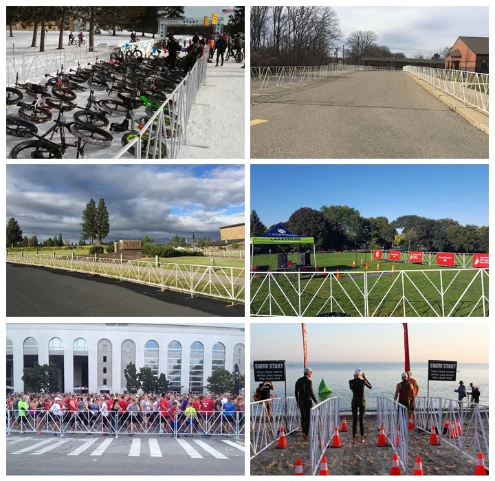 Road crowd control barrier /concert /events  orange / white / black barricades / metal  portable safety  fencing