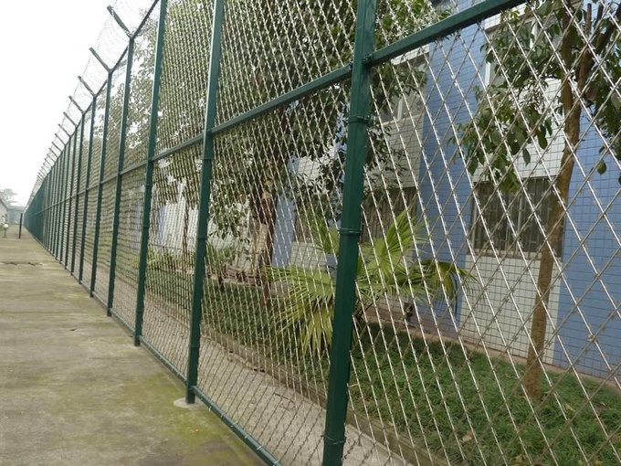 Welded razor wire fences are installed outside of the residences.