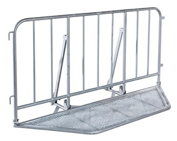 A piece of vertical tube police barrier on the white background.