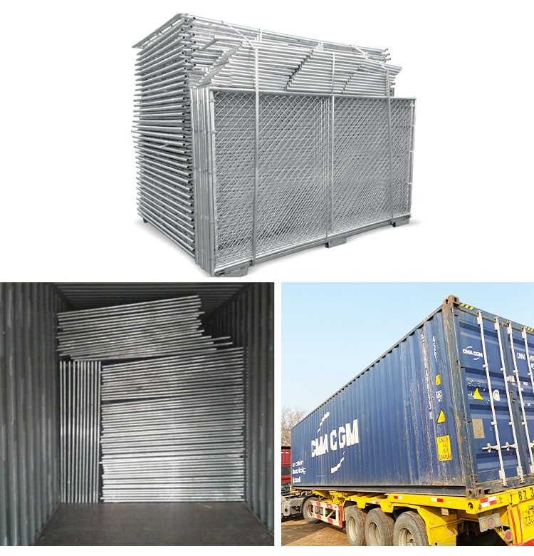 8'x12' construction chain link fence panels 1⅝"(41.2mm) with a wall thickness 16ga /1.6mm mesh aperture 2&frac14;"x2&frac14;"(57mmx57 5