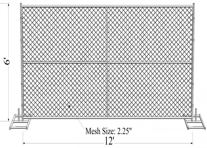 6'x10' temporary chain link fence panels 1&frac12;"(38mm) wall thick 15ga/1.80mm mesh opening 2&frac14;"x2&frac14;"(57mmx57mm) 0