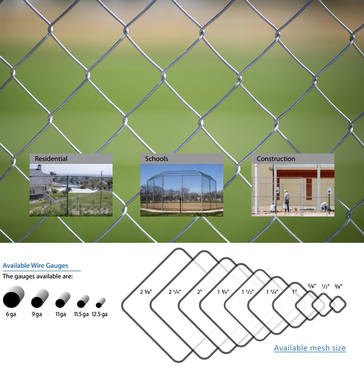 HDG chain link fence Hot-sell chain link diamond wire mesh fence 4