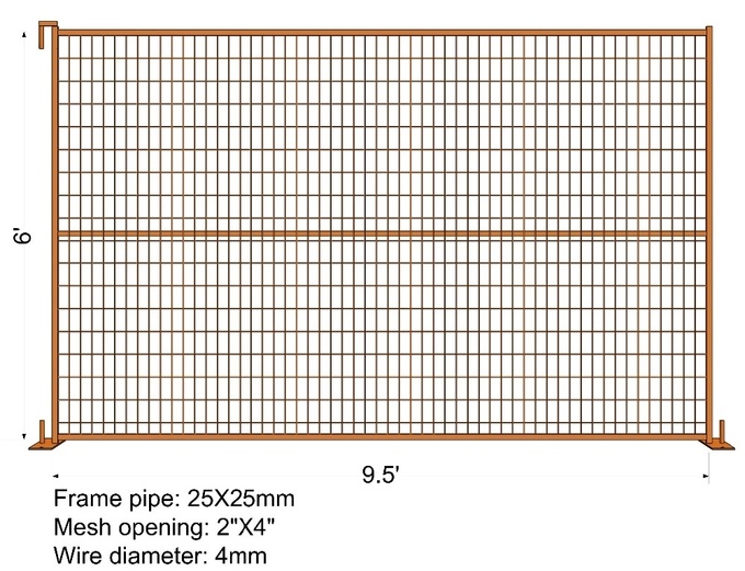 6FT X 4.75FT &ldquo;Quebec French Land" TEMPORARY FENCE Mesh3"x6' Diameter 4.00mm Zinc Coated And Power Coated Dupont 0